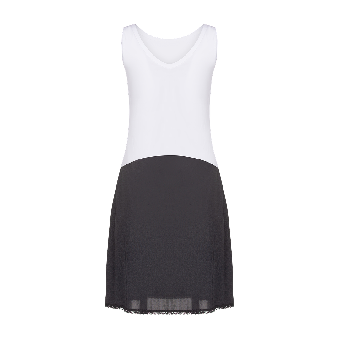 FK308 - reversible full slip, cotton top nylon bottom-White/Black-39