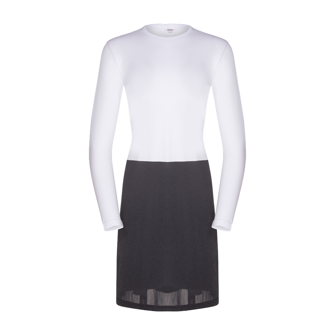 FK335 - long sleeve shell slip, organic cotton top nylon bottom-Full Slips-White/Black-37