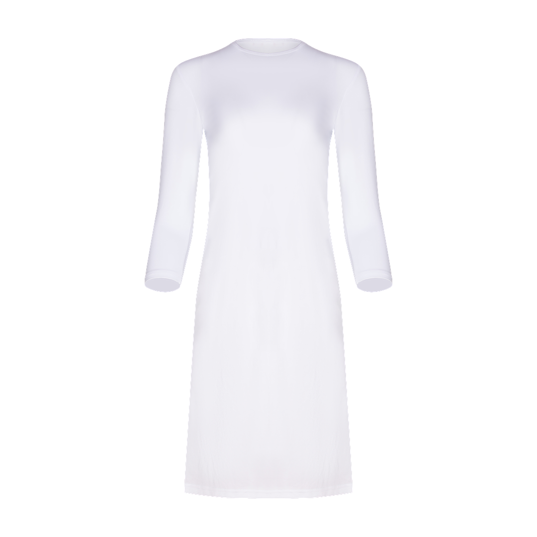 FK336 - 3/4 sleeve shell slip, organic cotton top nylon bottom-Full Slips-White-37