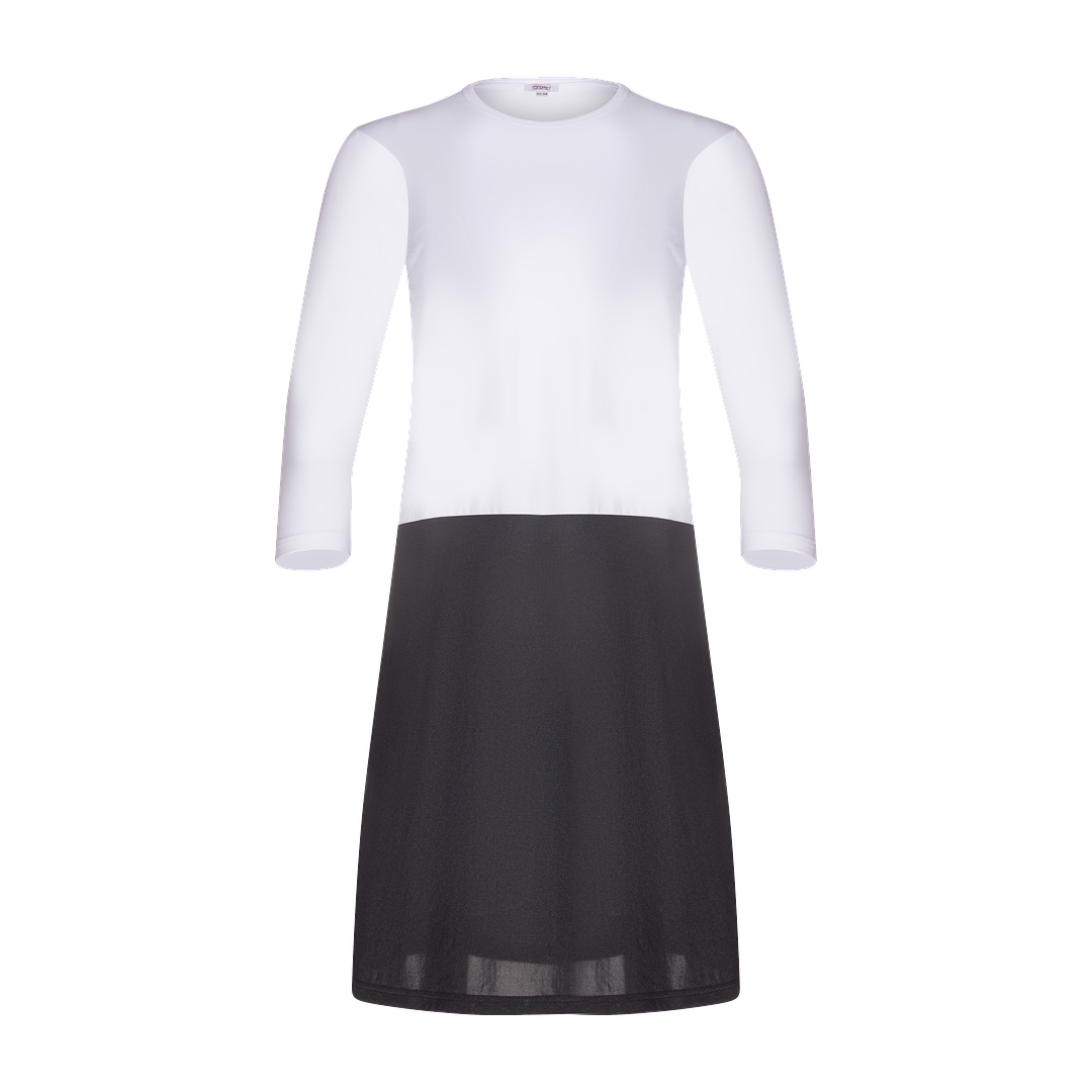 FK336 - 3/4 sleeve shell slip, organic cotton top nylon bottom-Full Slips-White/Black-37
