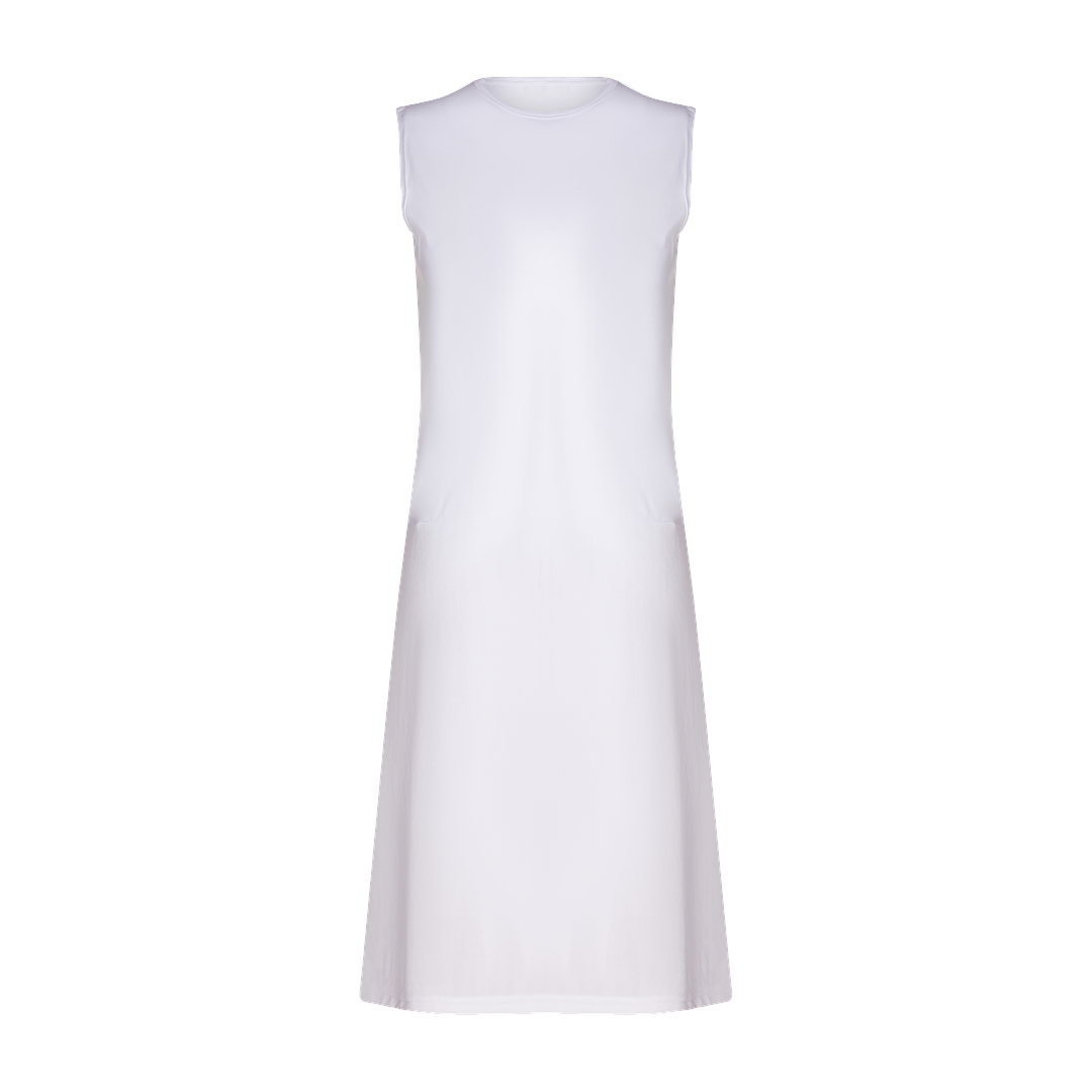 FK338 - sleeveless shell slip, organic cotton top nylon bottom-Full Slips-White-37