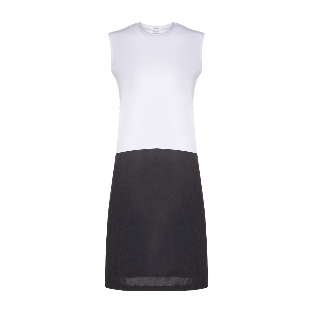 FK338 - sleeveless shell slip, organic cotton top nylon bottom-Full Slips-White/Black-37