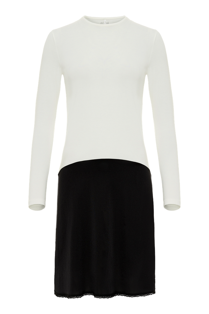 FK312 - long sleeve shell slip, with adjust-a-neck-Full Slips-Ivory/Black-39