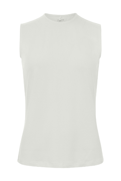 White sleeveless top on a white background